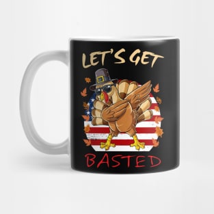 Dabbing Turkey Thanksgiving Let’s Go Basted American Flag Mug